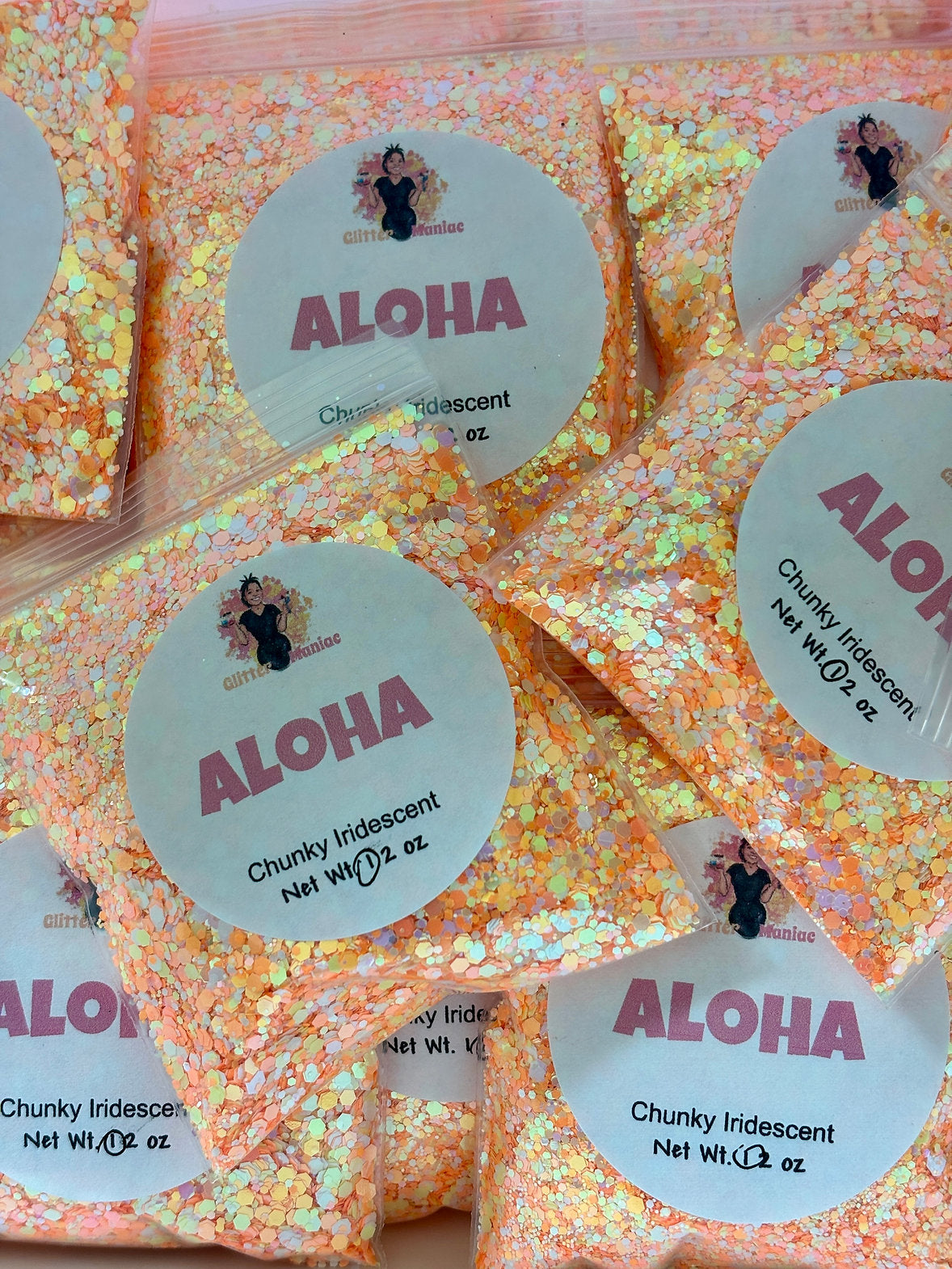 Aloha/ Neon Orange Chunky Iridescent