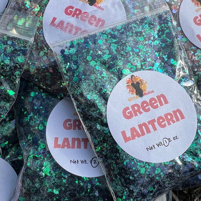 Green Lantern/Black and Green Iridescent Chunky Glitter image 0