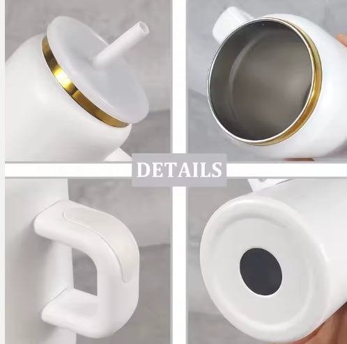 16 Oz  White Vacuum Insulated Stainless Steel Can with Handle image 2