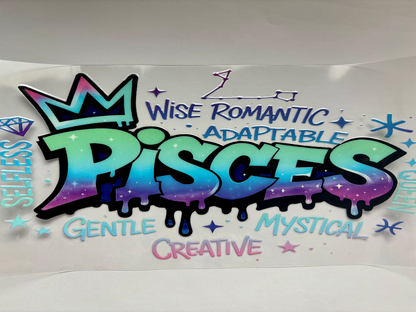 Zodiac Sign 16 oz UVDTF Wraps - Vibrant Graffiti Art for Creative Projects