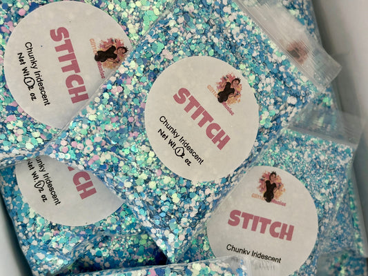 Stitch/Blue and White Chunky Iridescent