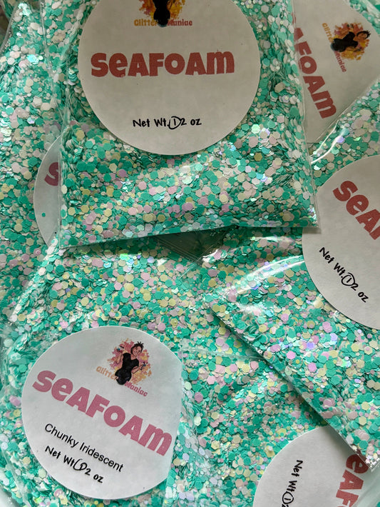 Seafoam/Teal and White Chunky Iridescent