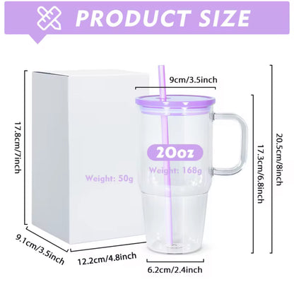 20 Oz Glass Tumbler with Handle, Wide Mouth  image 1