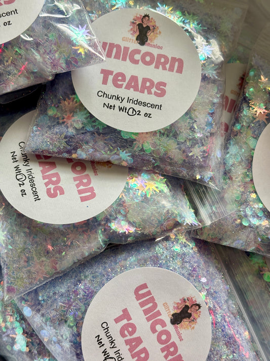 Unicorn Tears/ Violet Shaped Chunky Iridescent image 0