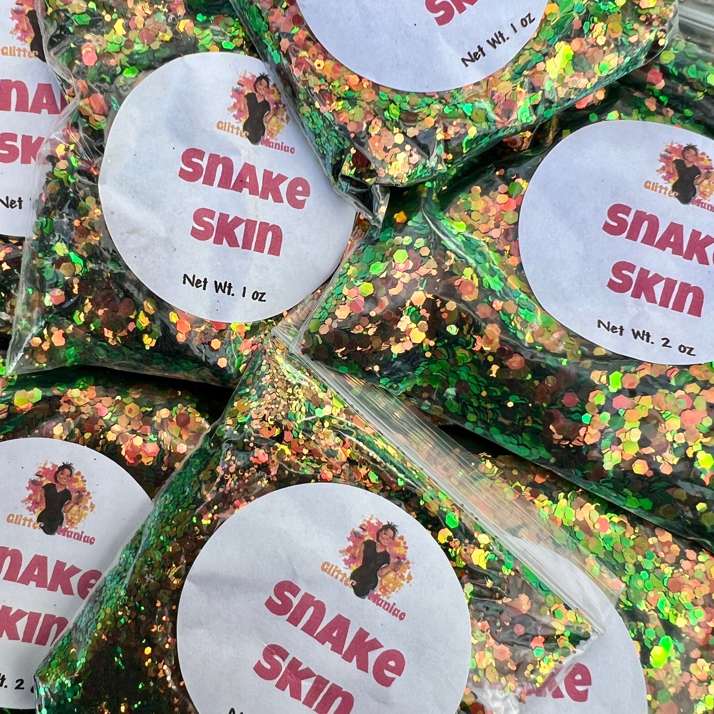 Snake Skin/Green and Gold Chunky Chameleon Glitter image 0
