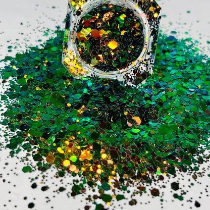 Snake Skin/Green and Gold Chunky Chameleon Glitter image 1