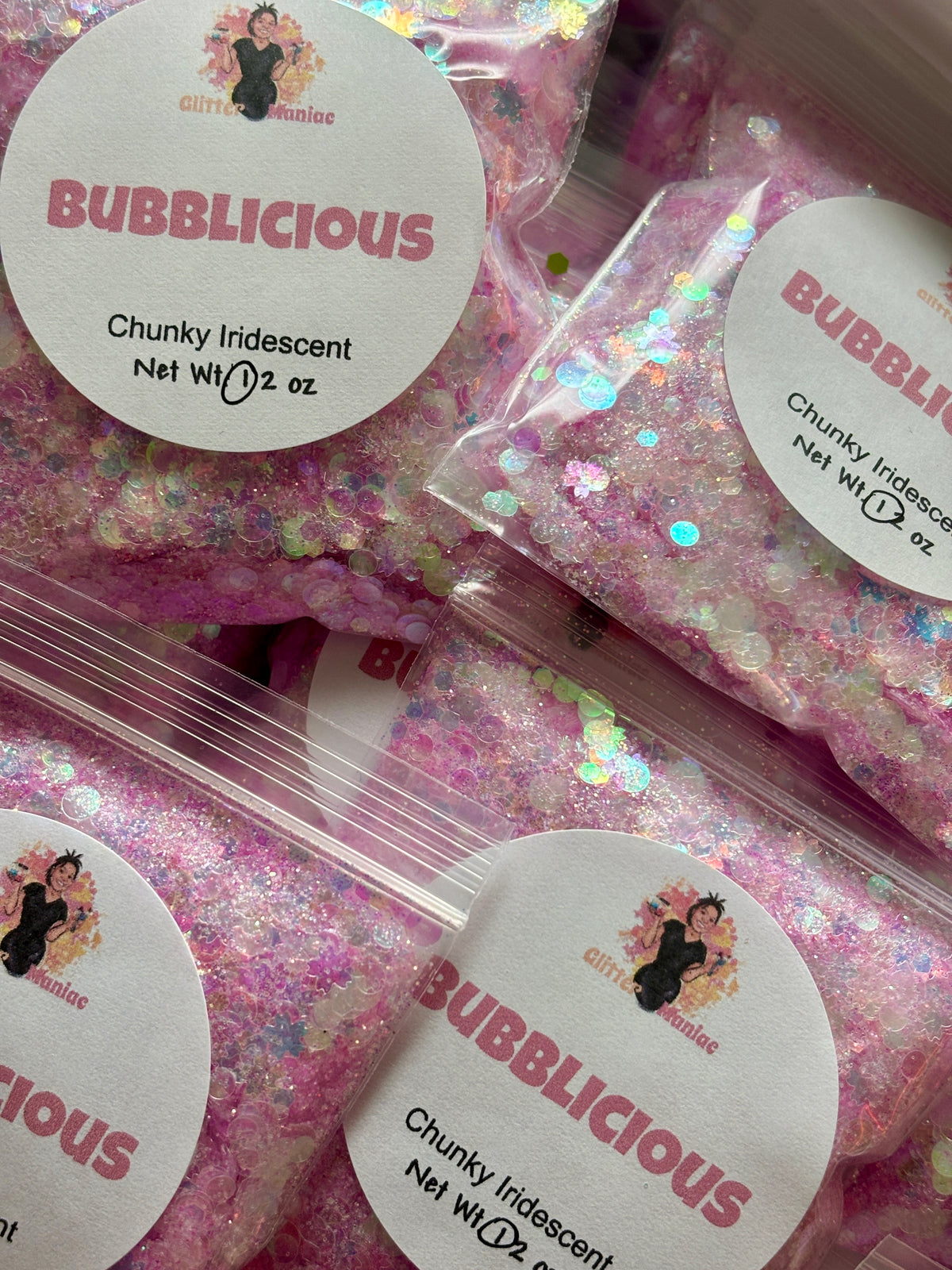 Bubblicious/ Pastel Purple Pinkish Chunky Iridescent image 0