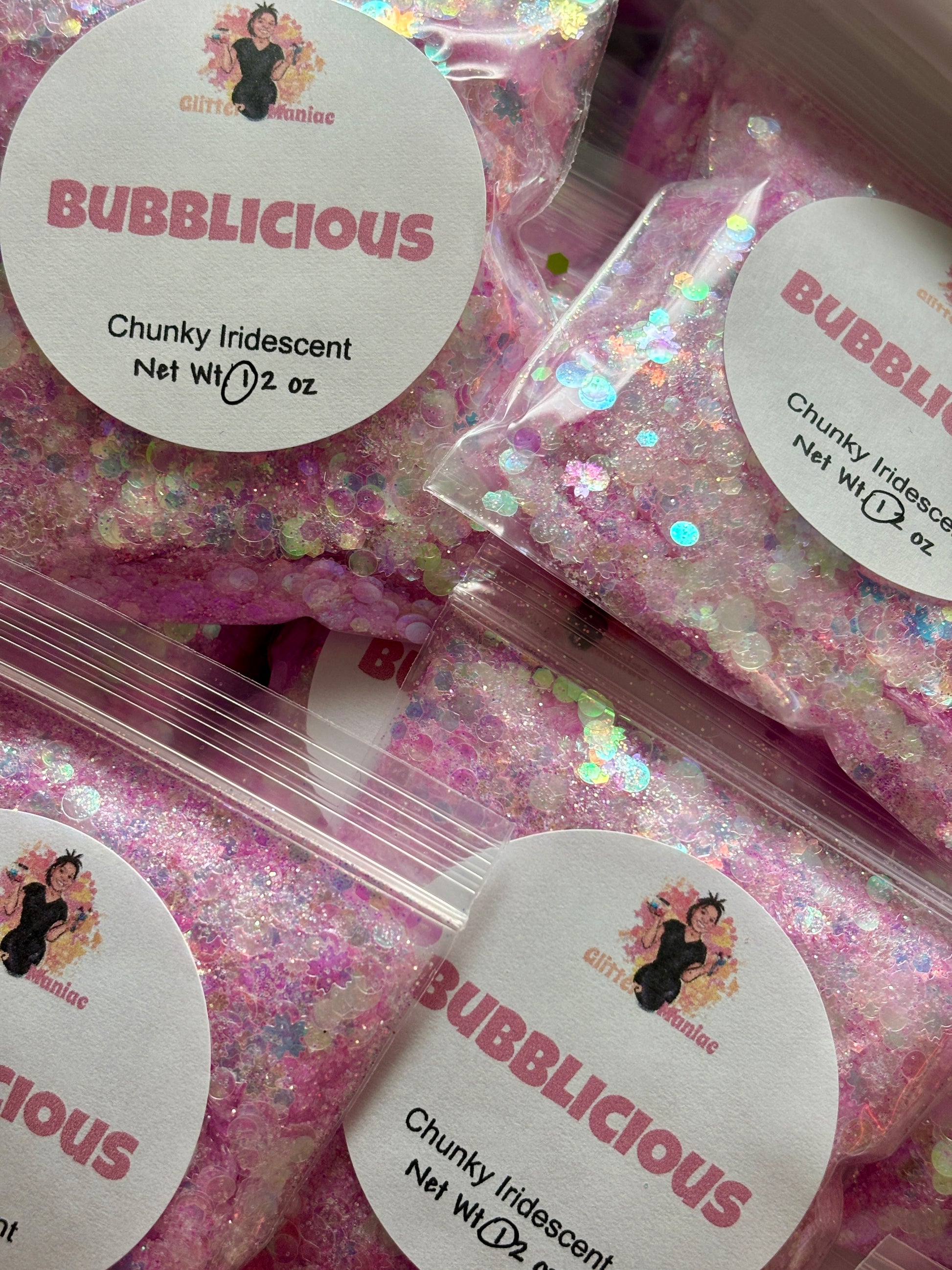 Bubblicious/ Pastel Purple Pinkish Chunky Iridescent image 0