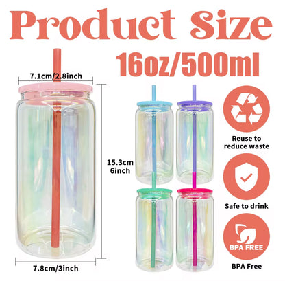 16 Oz Iridescent Glass Can image 1