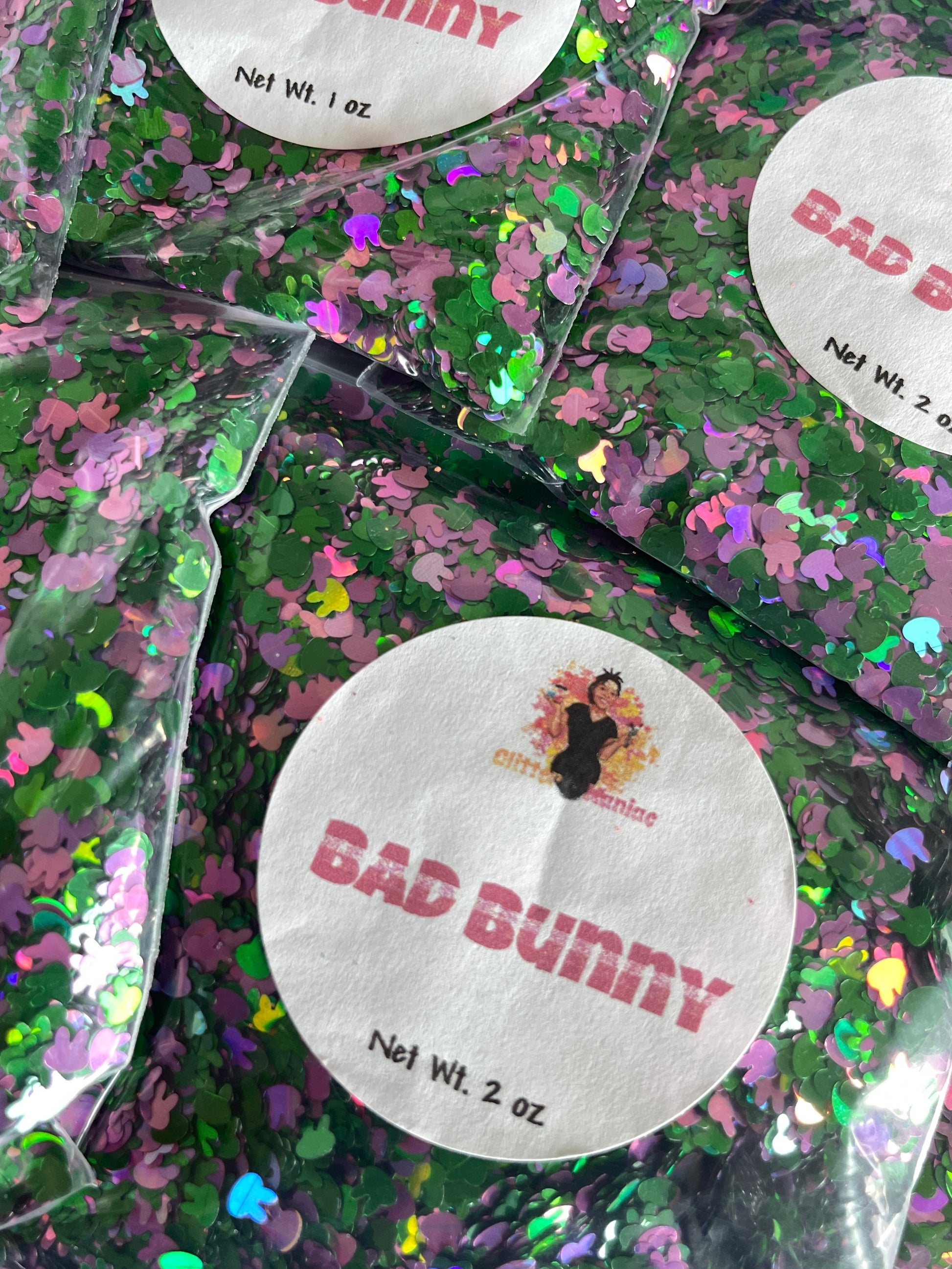 Bad bunny/shape glitter/ holographic glitter image 0