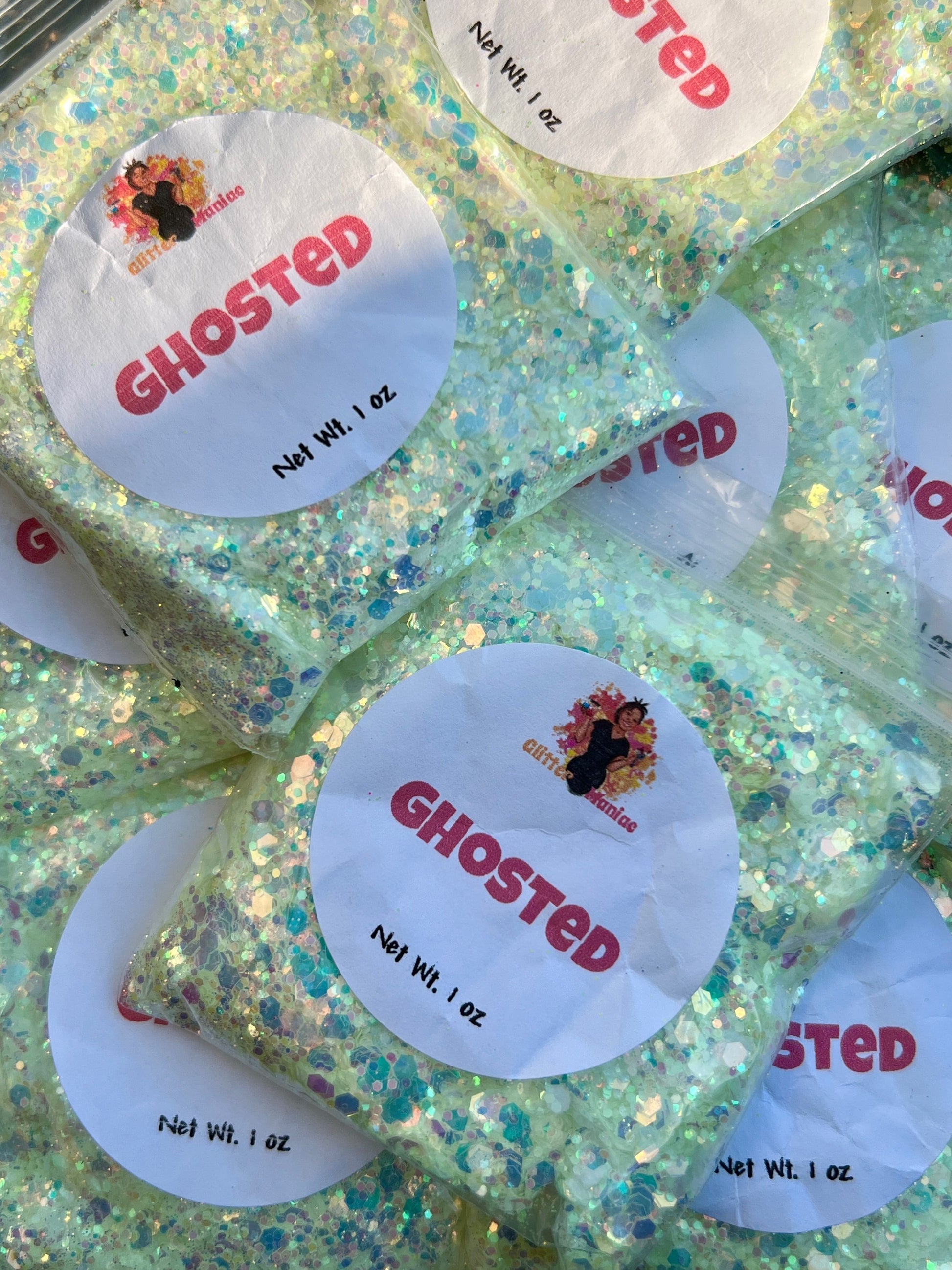 Ghosted/Glow in the dark glitter/ Iridescent chunky glitter image 0