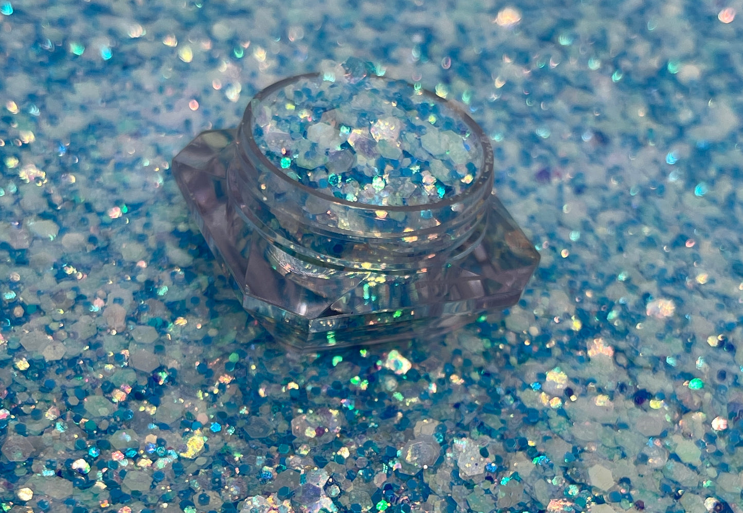 Bahama Breeze/Glow in the dark glitter/ Iridescent chunky glitter image 3